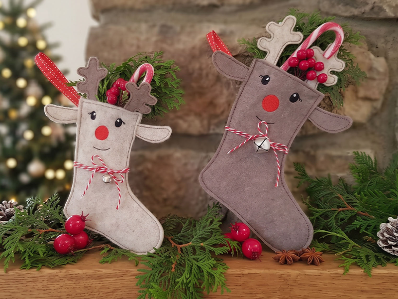 Preview: Nikolausstiefel Rentier - ITH-Stickdatei